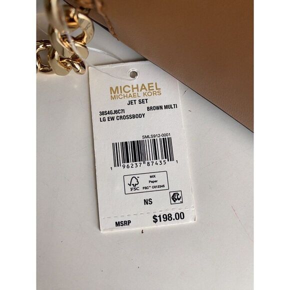 Michael Kors Jet Set Brown Akorn Multi East West Airplanes Crossbody Bag NEW - Picture 8 of 16